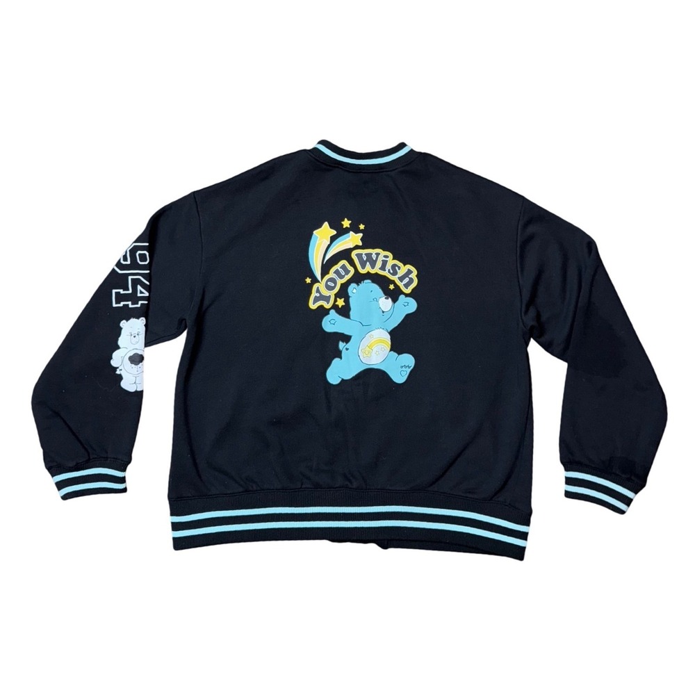 Care Bears You Wish Varsity Jacket Black CB 1984 Graphic Womens Sz Small - Picture 2 of 14